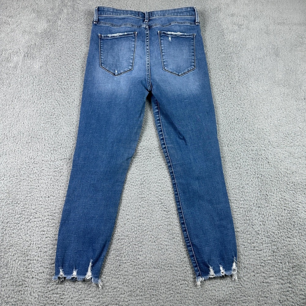 Abercrombie & Fitch Simone High Rise Jeans Womens 29 Blue Raw Hem Button Fly - Picture 2 of 11